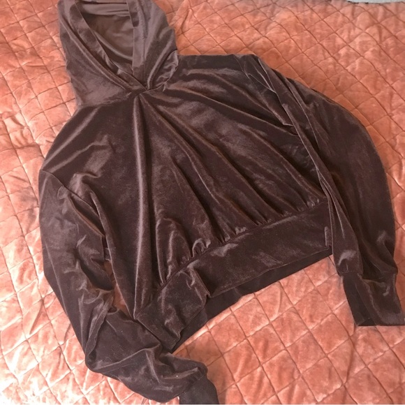 Express brown velvet hoodie - Picture 3 of 3